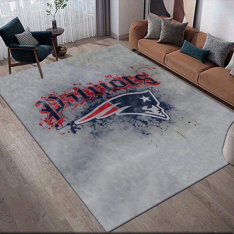 New England Patriots Flannel Pattern Square Carpet,Area Rug,Carpet Rug for Living Room Bedroom Sofa Playroom Decor,Non-slip Floor Mat