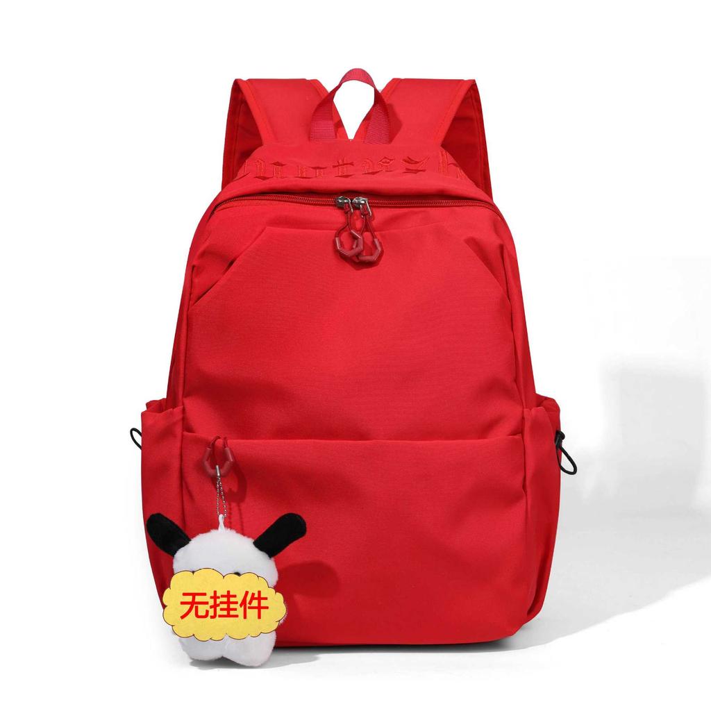 Mori Versatile Student Alphabet Schoolbag Backpack Campus Simple Solid Color Commuting Large Capacity Women's Backpack