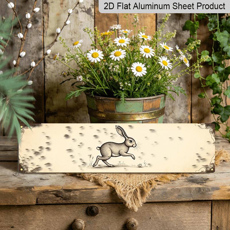 

15.7×3.94inch Metal Sign, Featuring A Rustic Rabbit Design- Aluminum Decorative Sign. This Vintage Farmhouse Wall Art Is Perfect for Decorating Your 40cm x 10cm