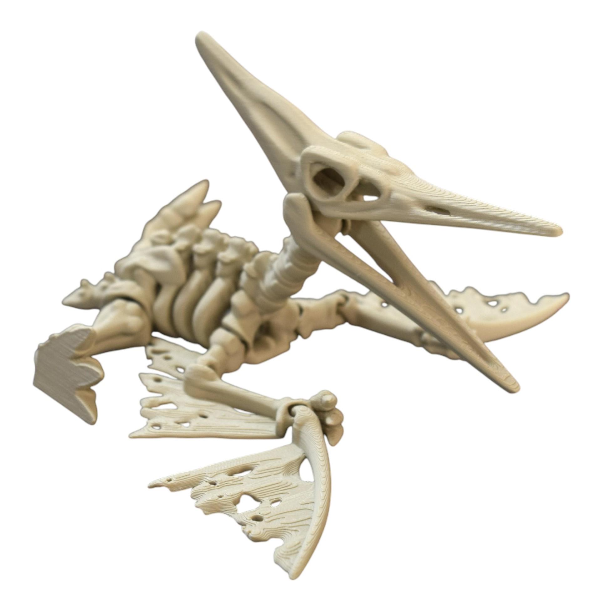 3D Printed Winged Dragon Figure with Movable Joints - Dinosaur Skeleton Ornament. 18.5x13x18.5 cm