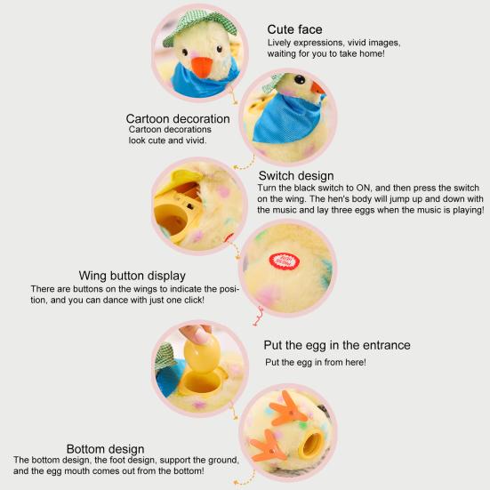 Henne Eierlegendes Spielzeug Lebhafter Ausdruck Lebendige Farbe Kinderspielzeug Legt Ei Hennenspielzeug mit Musik für Kinder