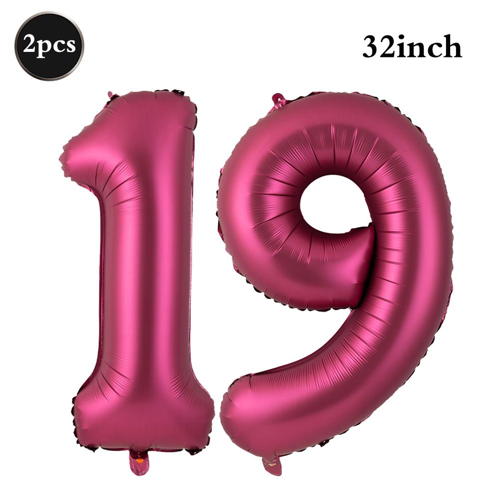 Giant 32 Inch Number Balloon Set Metallic Rose Red Foil Helium Balloon Kit DIY Happy Birthday Party Decor Kids Adult Anniversary