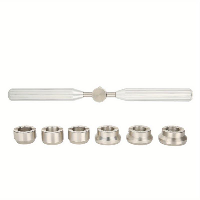 1 set Baksideslock Öppnare Borttagare Set Klocknyckel med 6 Matriser Del Klockreparationsverktyg Kit Tillbehör för Urreparatör