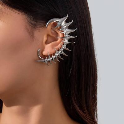 1 Stück Gothic-Stil Stacheln & Dornen Skelett Ohrklemme Nicht-Piercing Ohrclip für Unisex