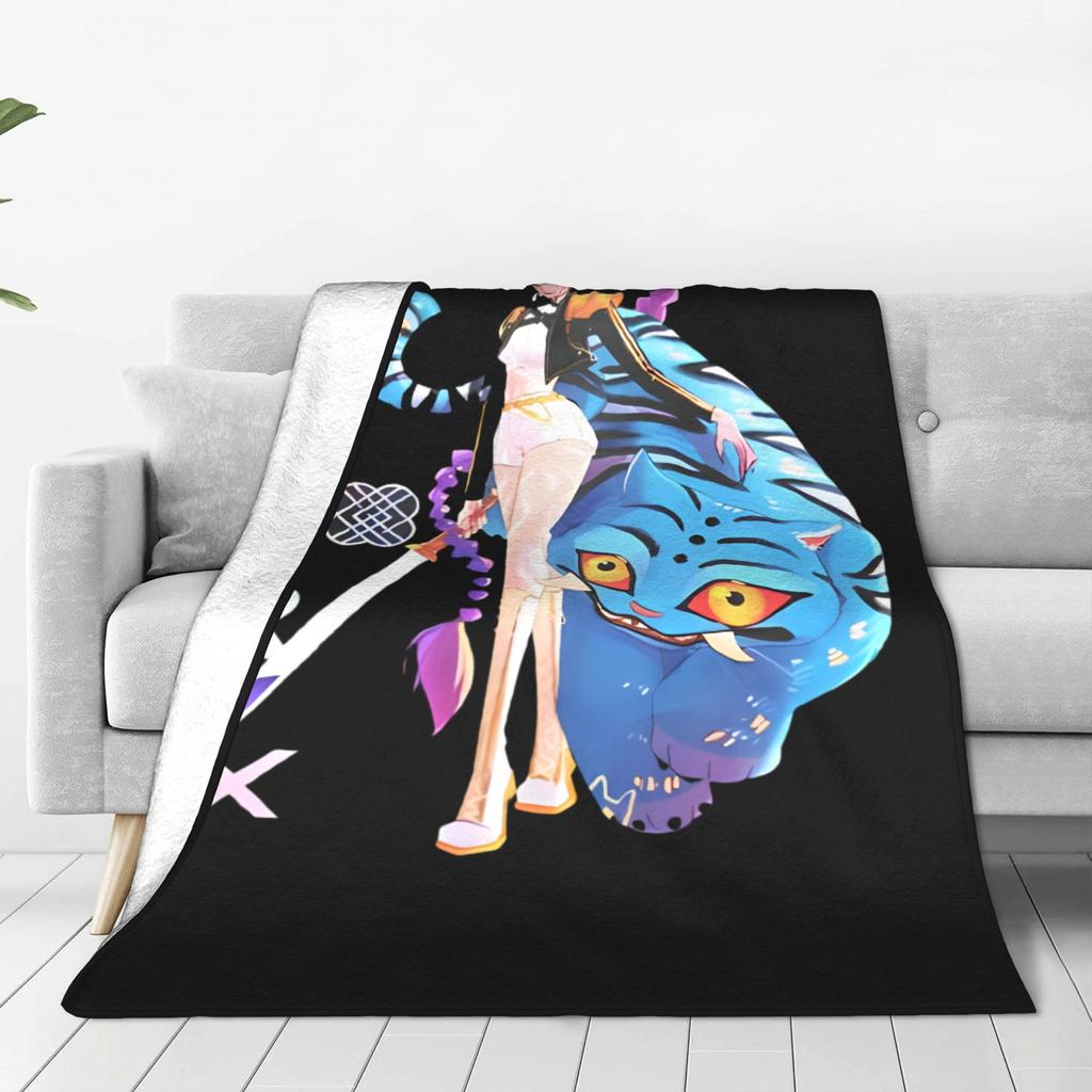 Huntrix Kpop Demon Hunters Blankets  Picnic Flannel Bedding Throws For Bedroom Super Soft Design Quality Bedspread Birthday Gift
