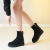 Thick-soled splicing short boots ankle boots side zipper new autumn and winter fashion boots small height increase