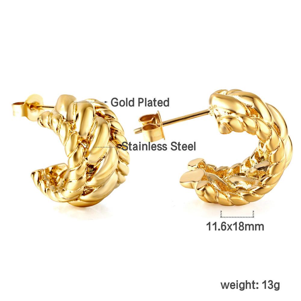 Gold Open Link Chain Hoop Earrings Minimalist Small Loop Ear Studs For Women