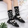 Y2K Woman Leg Warmers Japanese Lolita Autumn and Winter Heart Lolita Black Knee Warmers Long Socks JK Knitted Girls Leg Warmers
