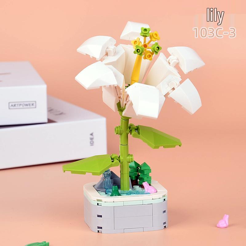 Educational Sunflower & Hibiscus Building Blocks Ornament - Teacher's Day Gift