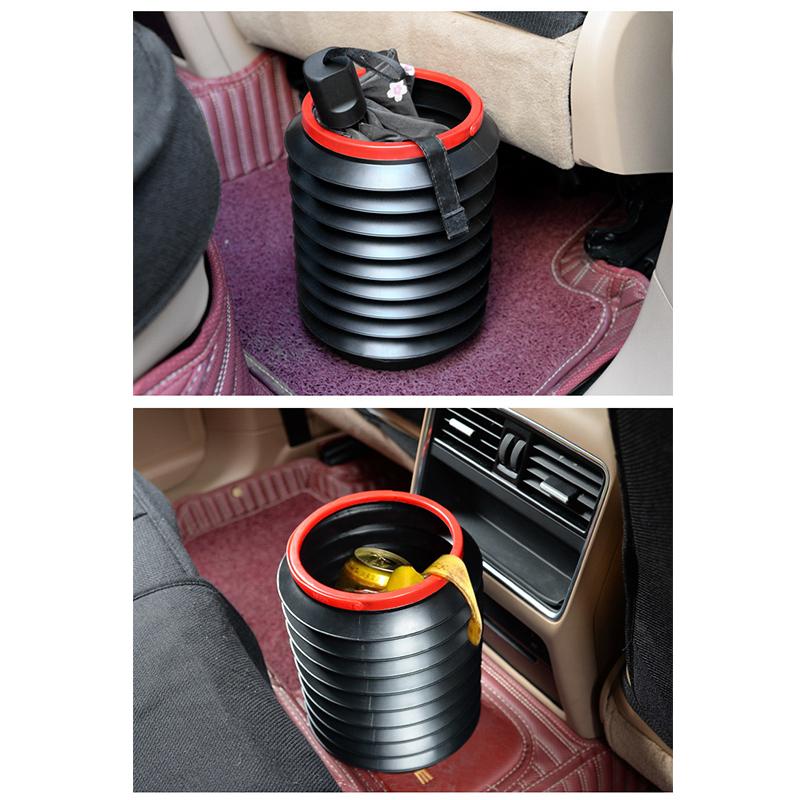 Space-saving 4L Portable Foldable Car Trash Cans with Telescopic Feature