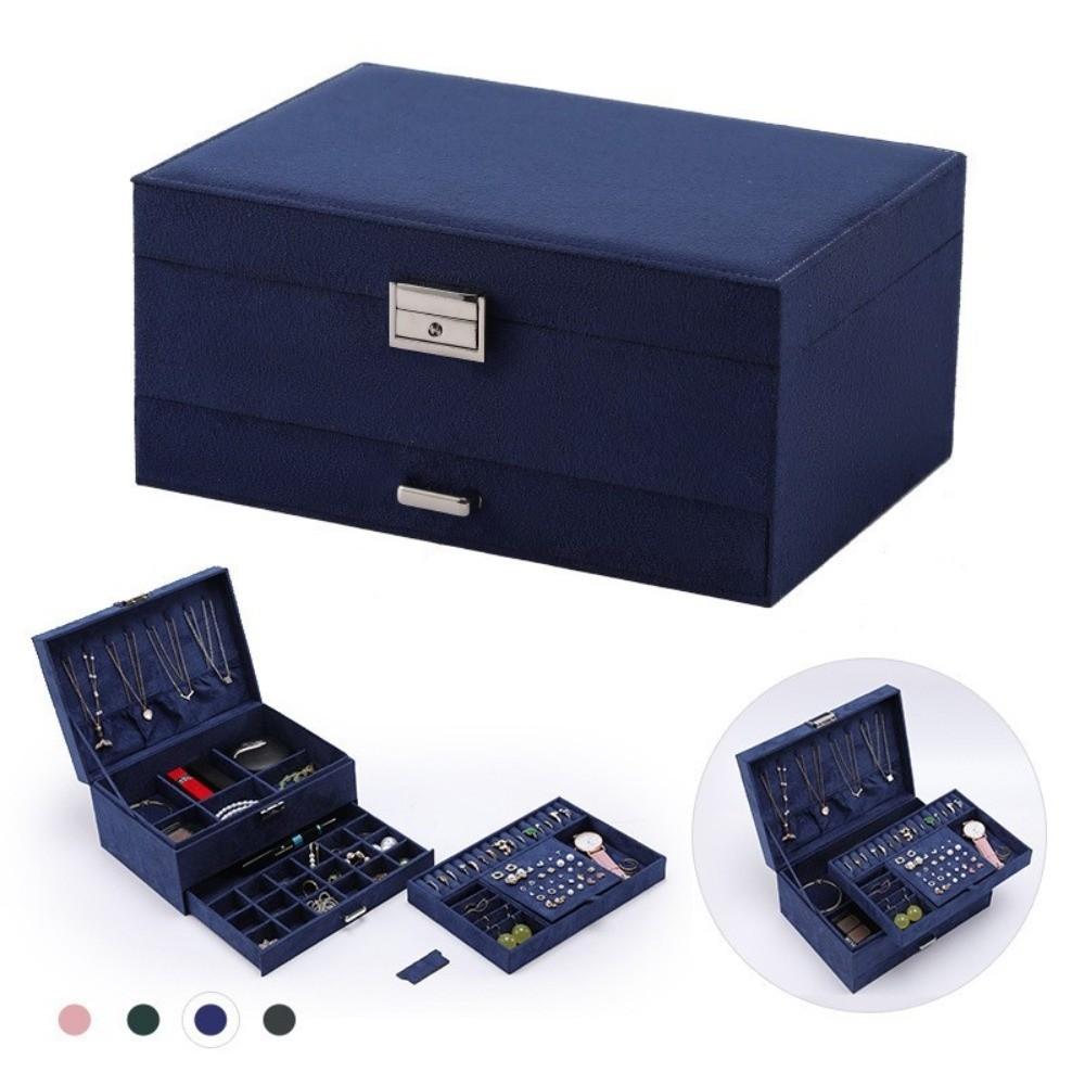 With Lock And Drawer Jewelry Storage Box Velvet Jewelry Box Organizer  For Women