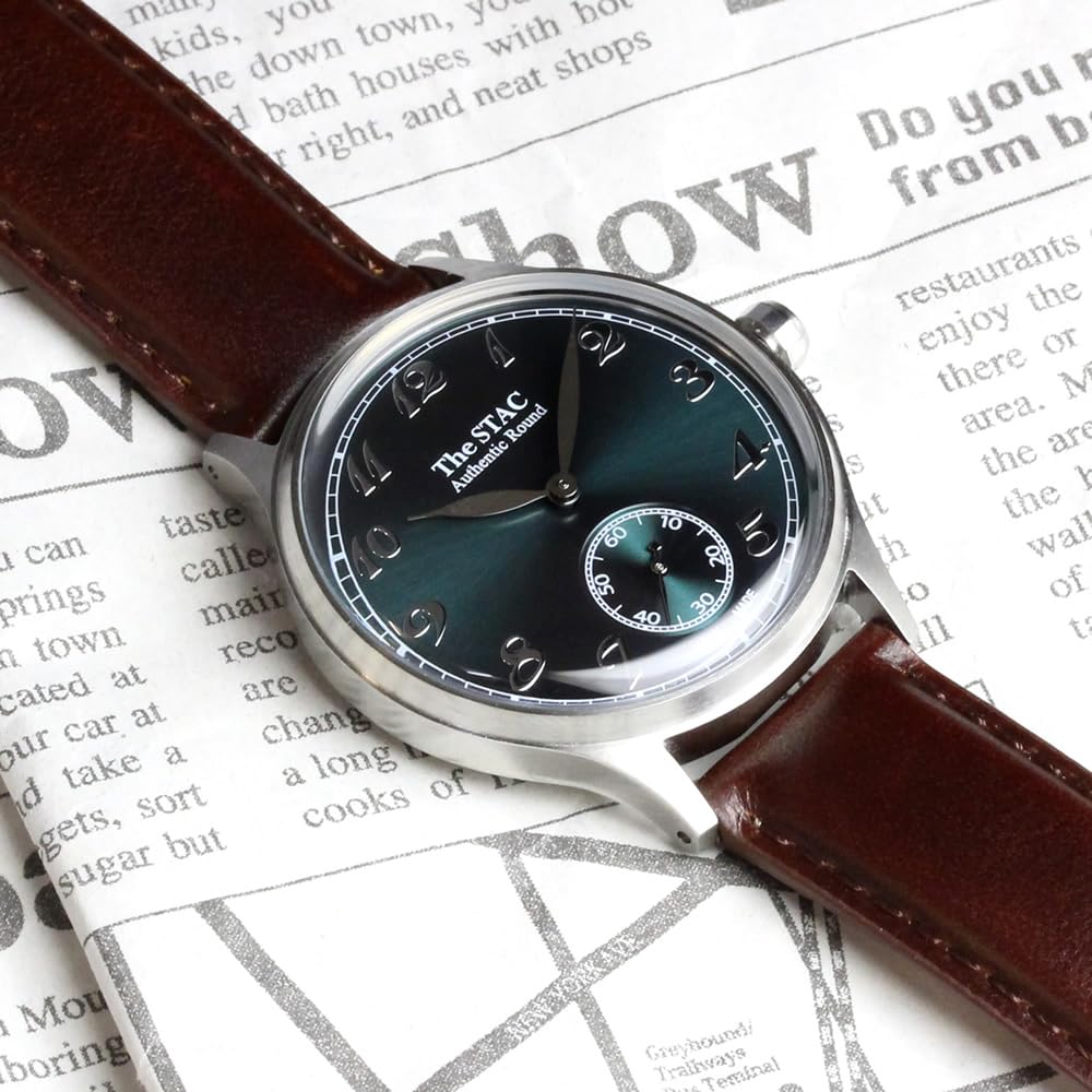 The STAC Made in Japan Domestic Watch 36mm Classic Retro Unisex Blue Green Brown Leather [The Stack] Men's Women's ST-AR002