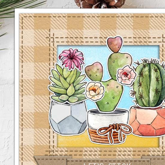Cactus Silicone Stamp Set, Transparent Clear Stamp & Metal Cutting Dies for Card Making, Scrapbooking, Journaling, DIY Craft Kit
