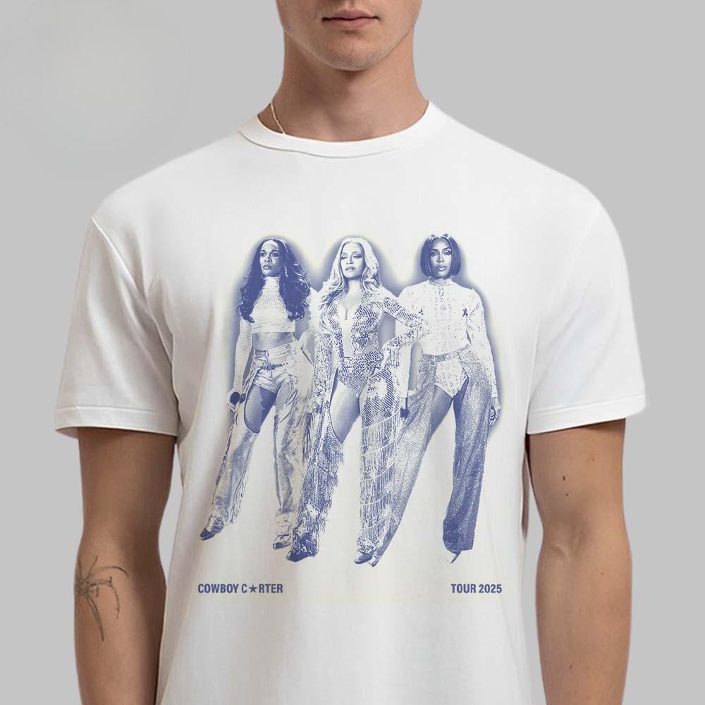 Rare Beyonce Destiny’s Child X Cowboy Carter Tour 2025 Legacy White T-Shirt High-end Luxury Is for Both Men and Women Top Y2k