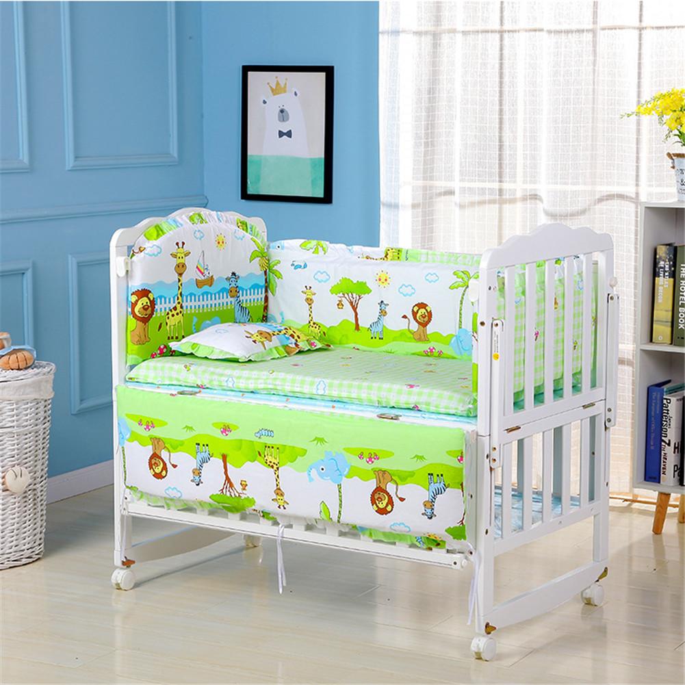 5Pcs Cartoon Animated Crib Bed Bumper 100 Cotton Comfortable Children S Bed Protector Washable Set