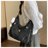 Women's Faux Leather Large Capacity Shoulder Bag, Soft Single Strap Crossbody Purse, Butterfly Decorated Commuter Tote with Zipper Closure