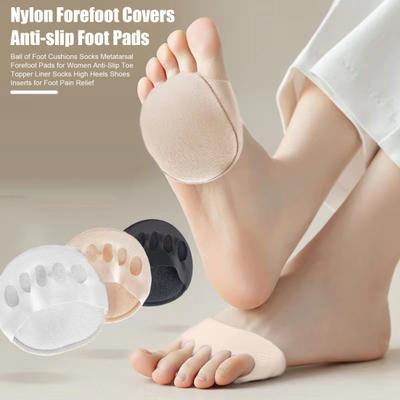 Ball of Foot Cushions Socks Metatarsal Forefoot Pads for Women Anti-Slip Toe Topper Liner Socks High Heels Shoes Inserts for Foot Pain Relief