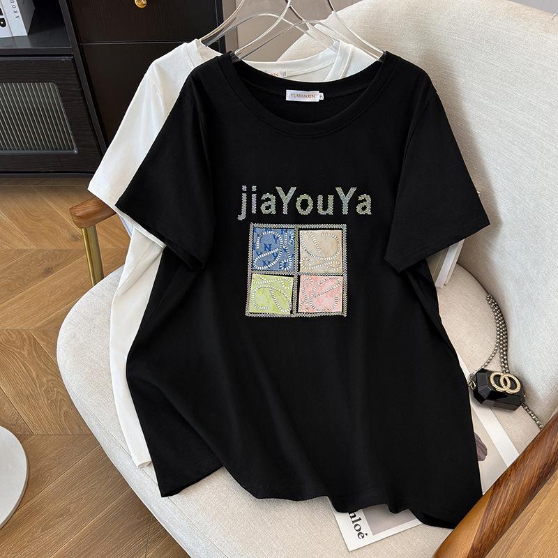 Plus Size Slimming Loose Fit Mid-Length Short-Sleeve Women s T-Shirt 5XL белый