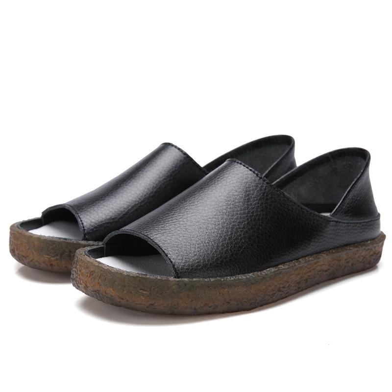 Genuine Leather Women's Korean Style Slip-On Shoes for Students, Expectant Mothers, and Mothers