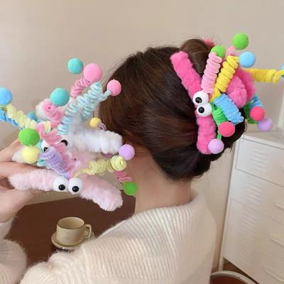 Sponky do vlasů Drápky Nadýšené Plyšové Silná Fixace Sponka Čelistová Spona Dopaminová Barva Ručně Vyráběná Pružinová Sponka do Vlasů pro Ženy Dívky Kudrnaté