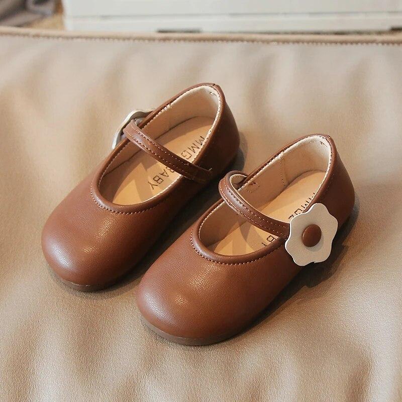 Girl's Princess Shoes Flower Cute Shallow Daily Kids Ballet Flats Three Colors Four Seasons Light 21-30 Pu Leather Children Shoe
