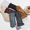 Colorful Genuine Leather Gloves Women's Sheepskin Full Finger Gloves  Windproof and Warm Cycling Clothing Gloves for Autumn and Winter