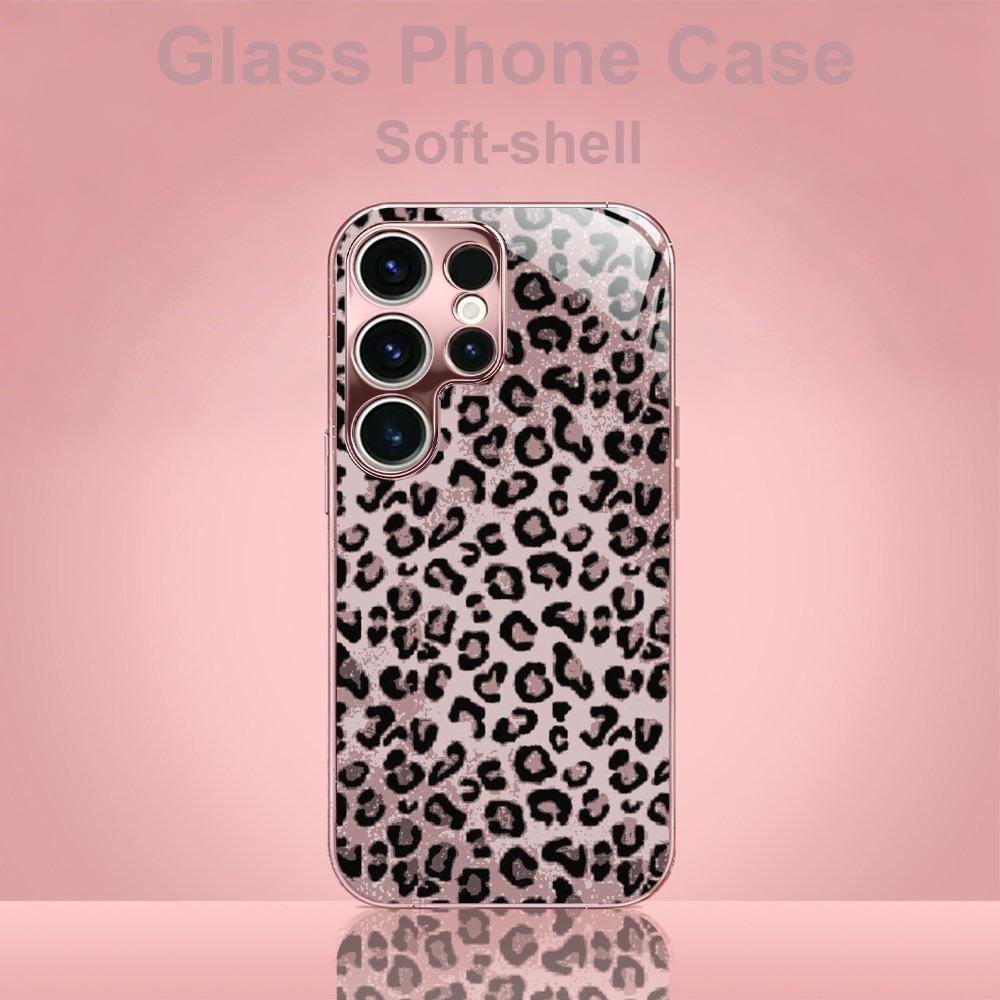 Leopard Print Pattern Electroplated Rose phone case for Samsung Galaxy S21 S21 Ultra S22 S22 Ultra S23 S23 Ultra S24 S26
