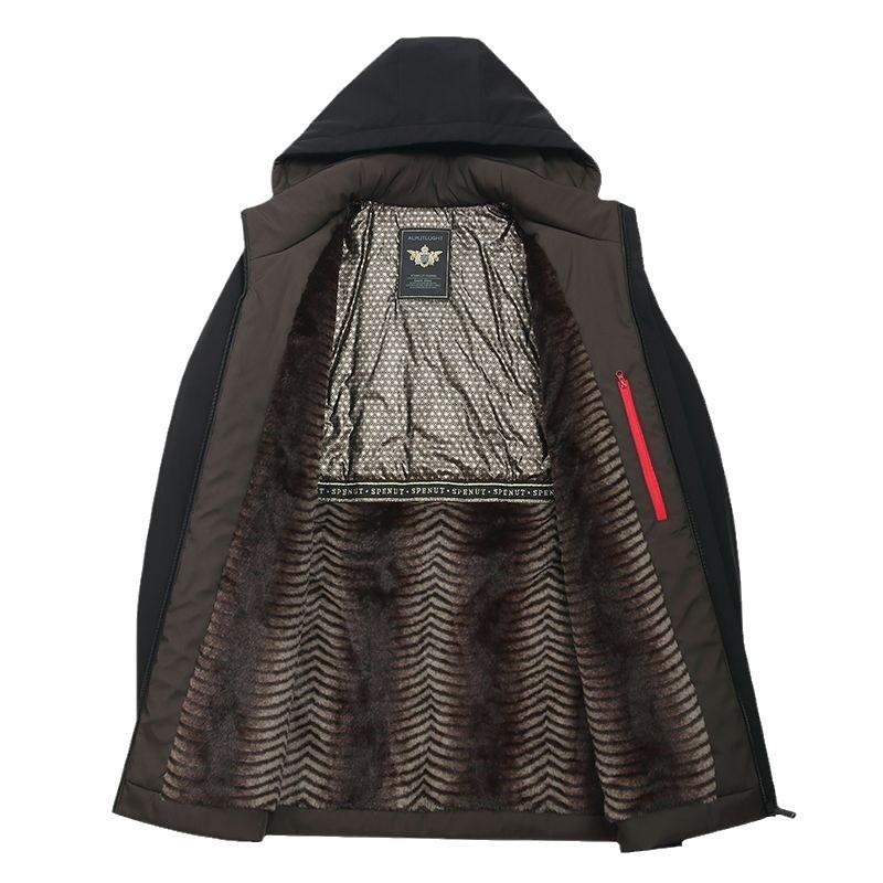 Winter Middle-aged Velvet Thickened Cotton Clothing, Middle-aged and Elderly Warm Daddy Cotton-padded Clothing Men's Pie Jacket