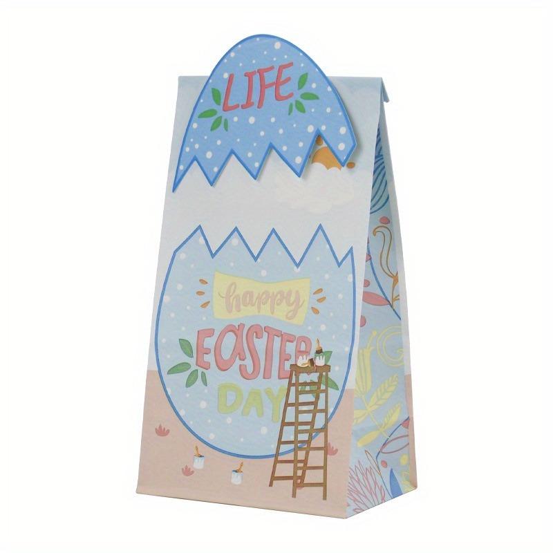 24 Pcs Easter Paper Bags, 24 Pcs Easter Stickers, Easter Goodie Bag Party Supplies for Classrooms, Party Favors, Kraft Holiday Goody.