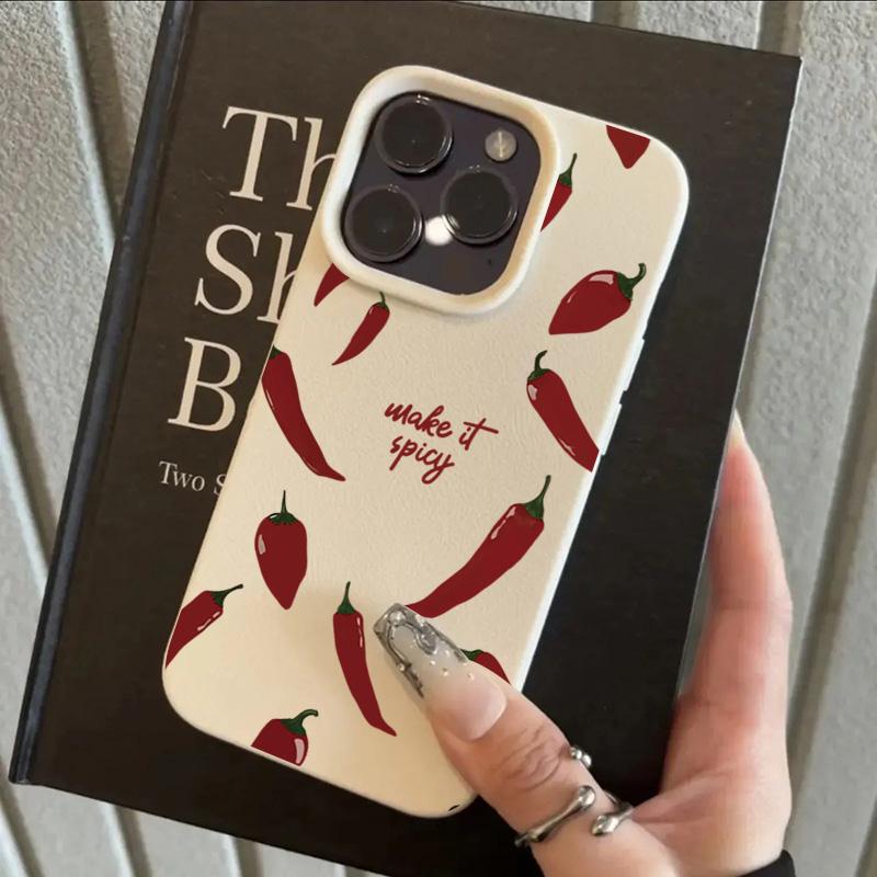 

Red Chili Pepper Make It Spicy Pattern Design Protective Cover for iPhone 17 16 15 14 13 12 11 16E Series Pro Max Plus iphone 13 Pro