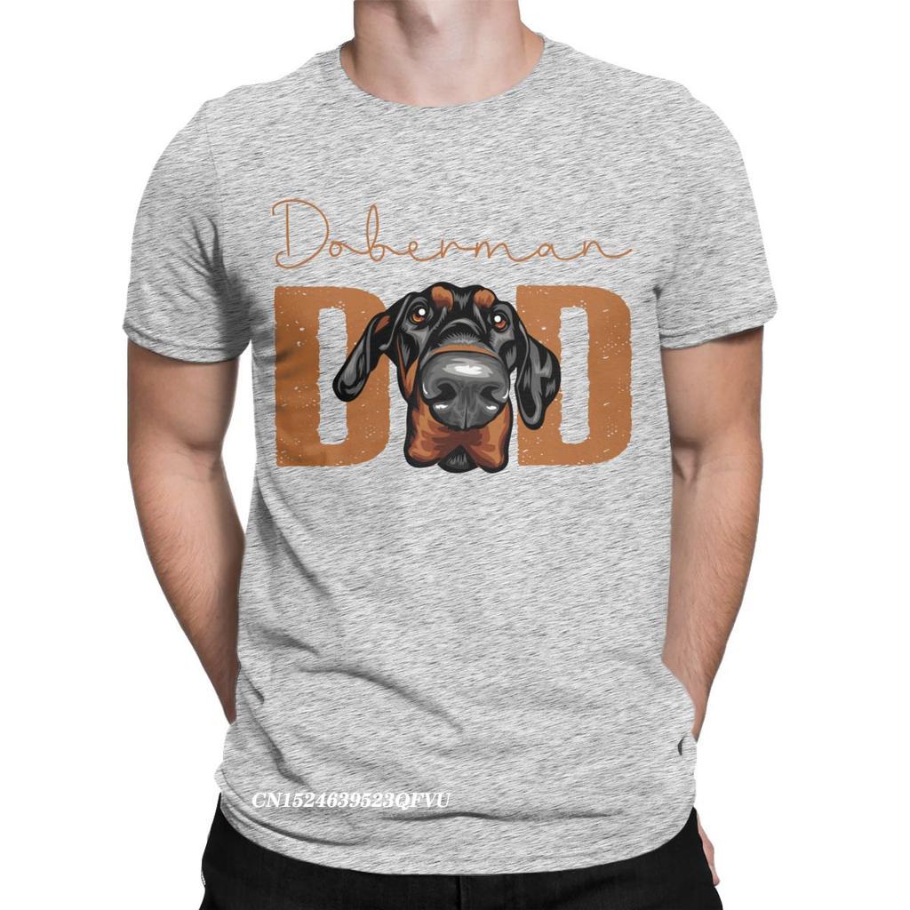 Men Doberman Dad Dog Tops T Shirts Animal Pet Oversized Pure Cotton Novelty Harajuku Crewneck Tees Aesthetic Camisas T-Shirt