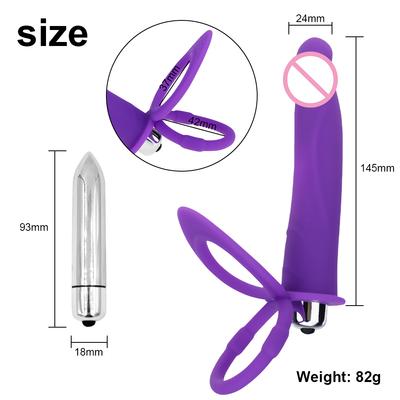 Strap on vibratore del pene a doppia penetrazione in silicone, vibratore con vibratore, plug anale, massaggio alla prostata, plug anale, giocattoli del sesso per gli uomini Sexo