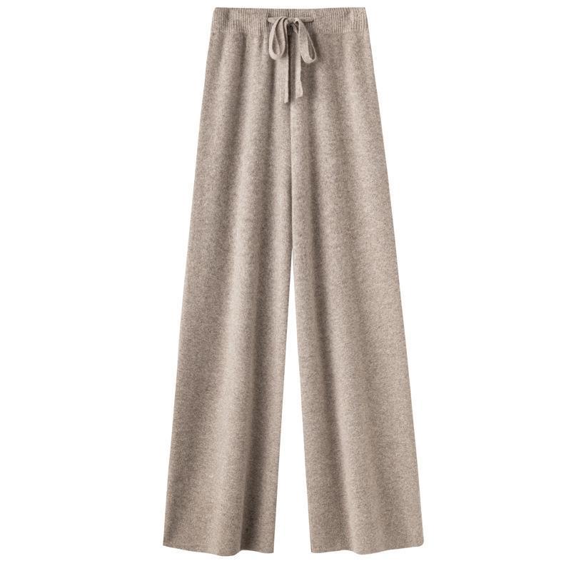 Women`s 100% Wool High-Waisted Wide-Leg Knitted
