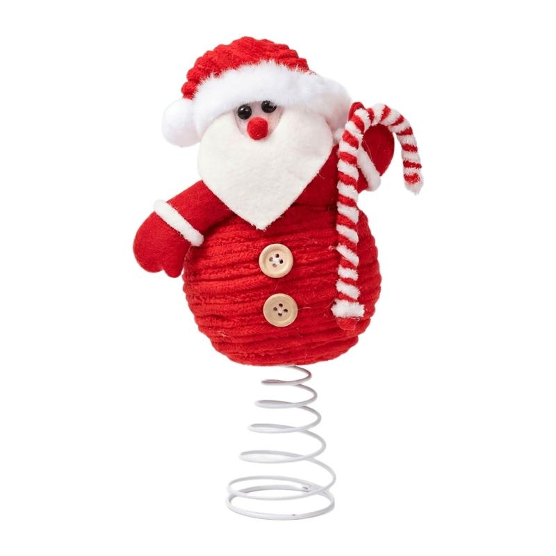 Metal Spring Base Tree Top Ornament for Indoor Christmas Use with Soft Fabric Finish and Seasonal Display Accent