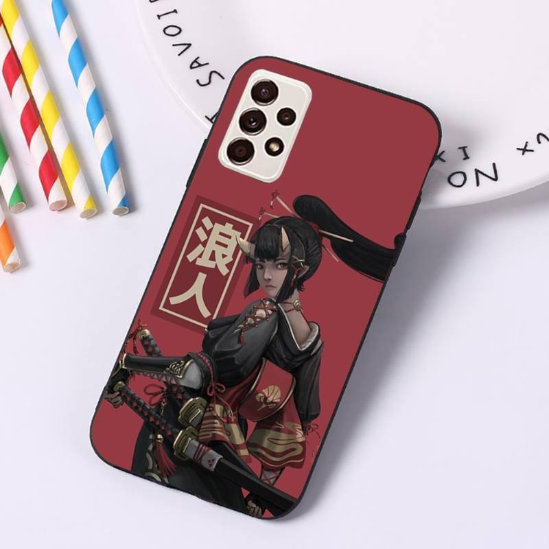 Samurai Gril Dámský Kryt na Telefon Pro Samsung A91 A81 A73 A72 A71 A30S A20 A12 A13 A52 A53 4G 5G Měkký Černý Kryt na Telefon