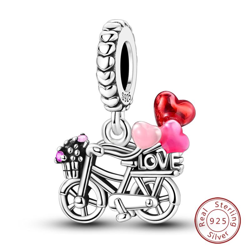 100% 925 Sterling Silver Red Color Series Heart Shape Charms Beads Fit Qikaola 925 Bracelets Lucky Jewelry Gifts