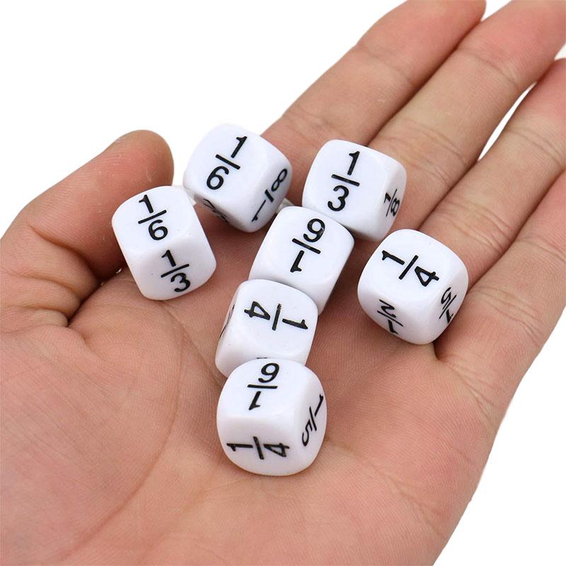 10 Pcs/Set 16*16Mm Fraction Dice White  Fractional Number Dices Montessori Educational Kids Math Toys For Kids Games Toys