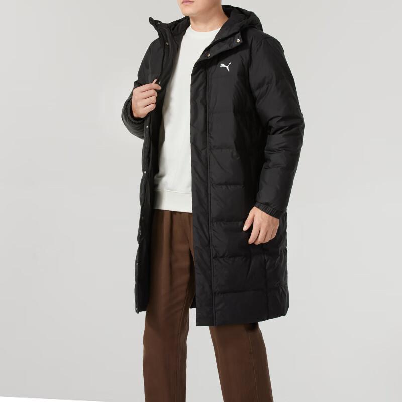 Puma Logo Windproof Warm Hooded Down Jacket Men Jackets Black 685322-01