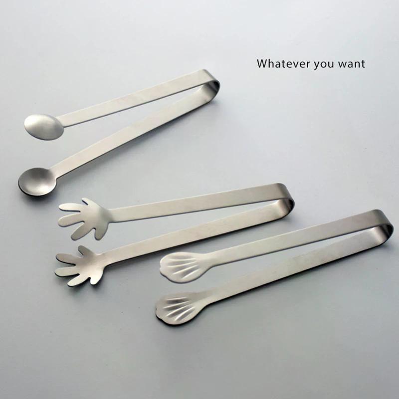 Stainless Steel Ice Tongs Portable Coffee Sugar Cubes Mini Serving Tongs BBQ Meat Tong Macaron Food Clamp for Coffee Bar Party