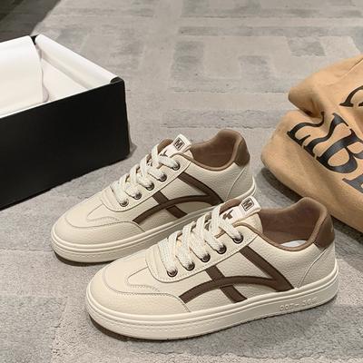 Chaussures Blanches en Cuir Chaussures Plates Décontractées et Polyvalentes pour Femmes Chaussures de Sport pour Femmes