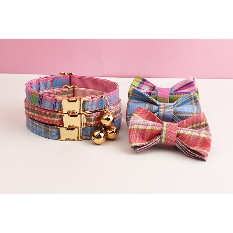 Plaid Bow Tie Pet Collar