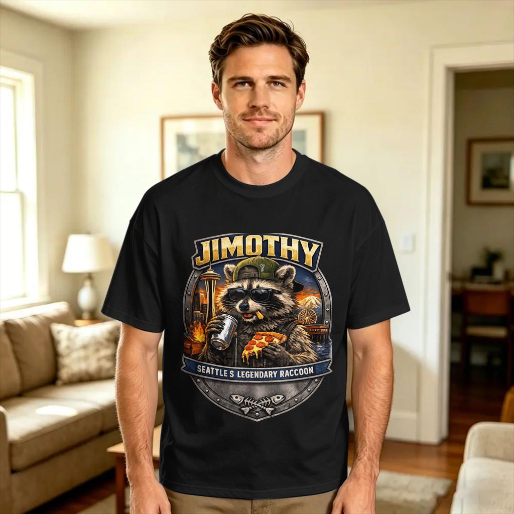 Jimothy The Ballard Seattle Raccoon T Shirt Trending T Shirts Short Sleeve Funny Tops Summer Cotton Plus Size 5xl Clothes