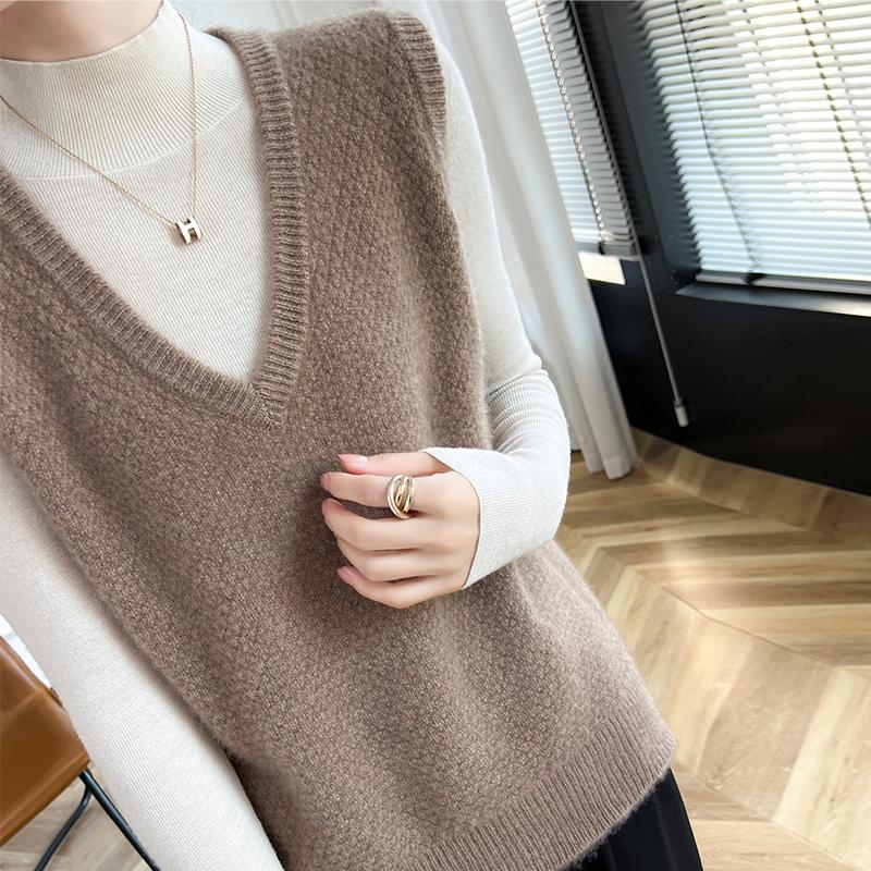Women's Cashmere Vest Qinghe Cashmere 30% Cashmere 70% Wool Autumn and Winter Cashmere Vest Soft and Warm
