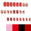 24pcs Valentine's Day Press On Nail Medium Square Shape Acrylic False Nail With Heart Designs Stick on Nail For Women