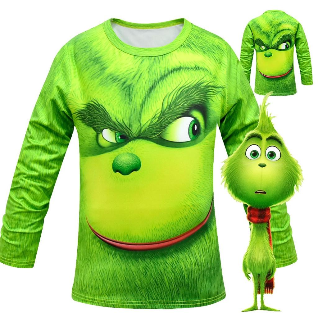 Festive Grinch Long Sleeve T-shirt For Kids Ideal For How The Grinch Stole Christmas Celebrations