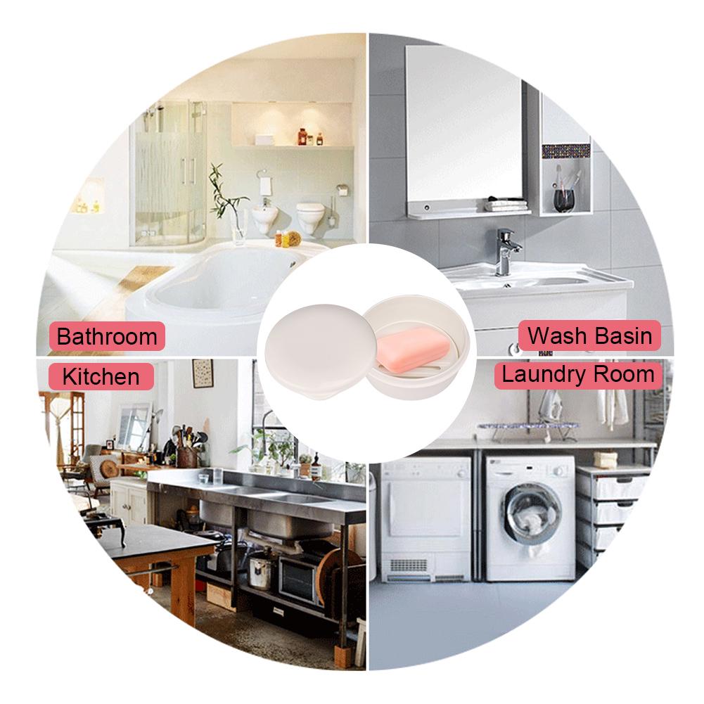 Portable Round Soap Box Case Waterproof Soap Dish Container Holder with Draining Plate Cover for Travel Bathroom Accessories