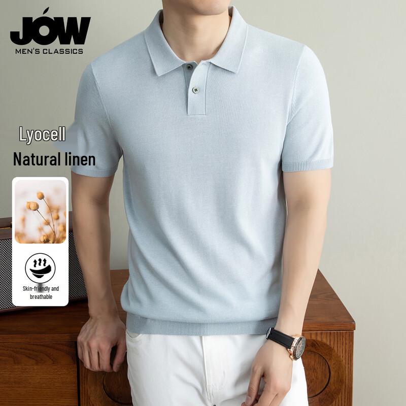 JOW Men's Business Tencel Linen Polo Shirt