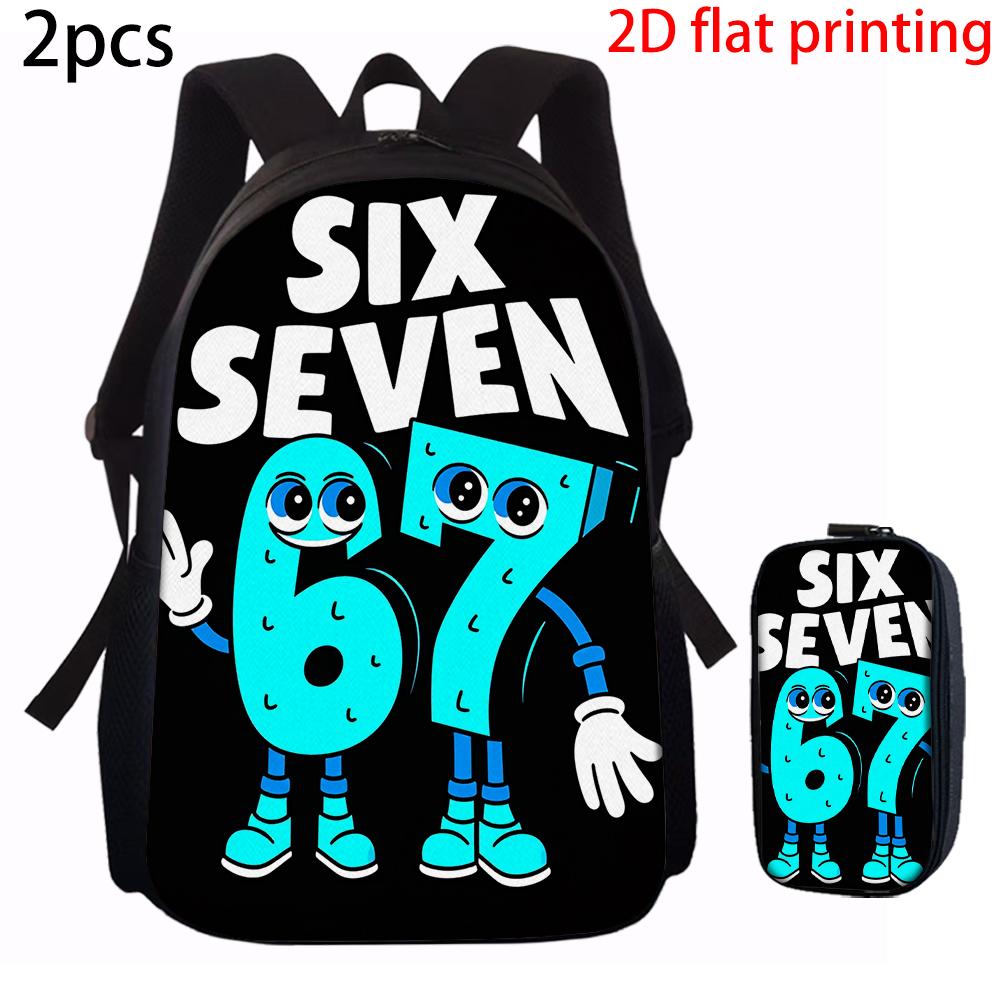 1/2/3/4/5 pièces Ensemble de Sac à Dos Motif Numéro 67 de Bande Dessinée Léger Spacieux Sac Fourre-tout d'École avec Sac de Voyage Parfait Cadeau pour Jeune
