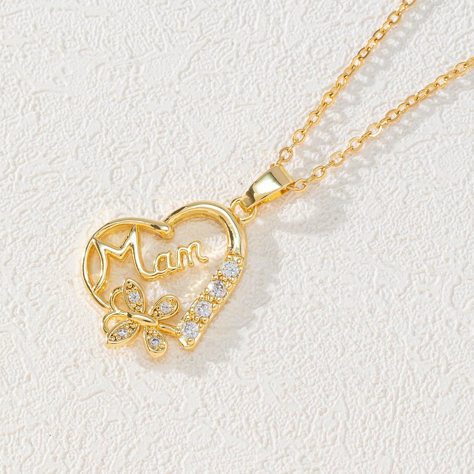 

Fashion Zircon Letter Necklace Personalized Pendant Titanium Steel Chain Mother s Day Gift English Necklace