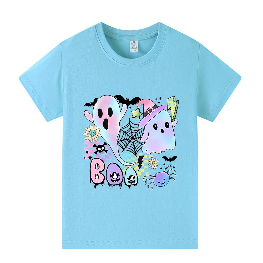 Kids Boys Girls Halloween Bat Ghost Short Sleeves T-shirt